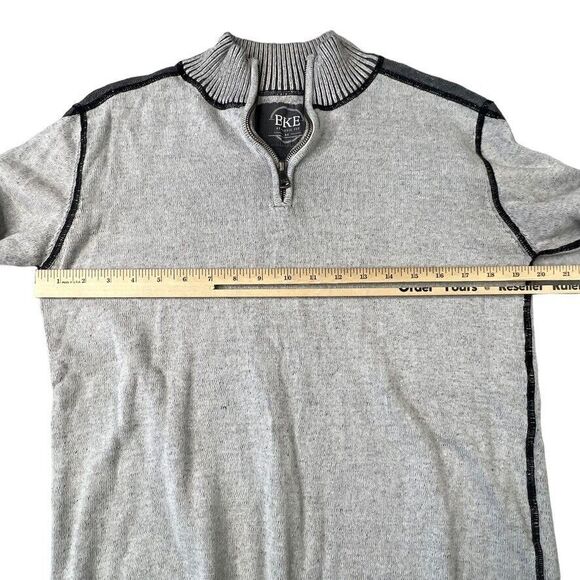 BKE Mens 1/4 Zip Sweater Size Medium Gray Athletic Fit Mock Neck Ribbed Cuff - Picture 9 of 10